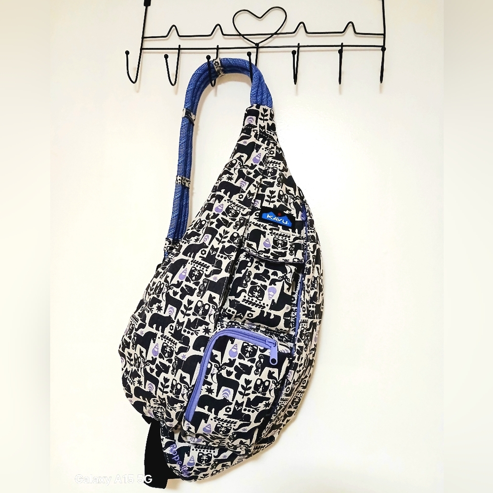 KAVU Rope Bag, Cozy Critters (Purple/Black/White) NWOT *FIRM* - Picture 8 of 9